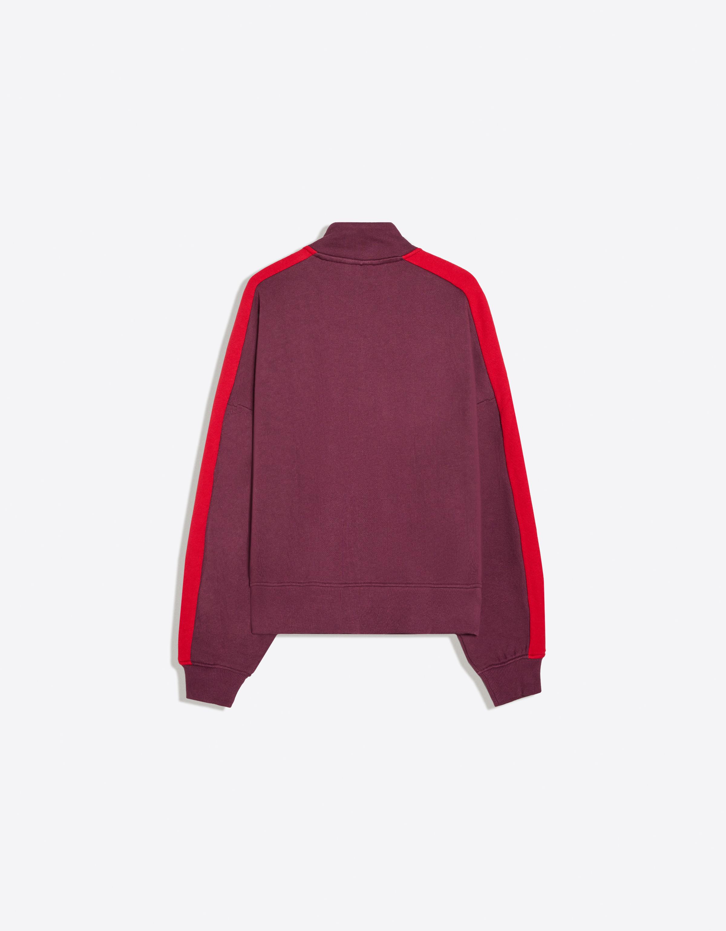 Plush zip-up sweatshirt with patch — Burgundy