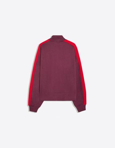 Plush zip-up sweatshirt with patch — Burgundy 6