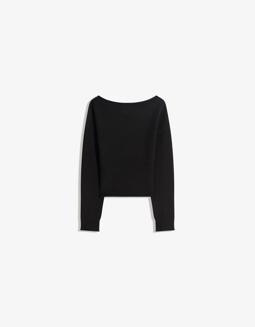Camisola decote barco-Preto