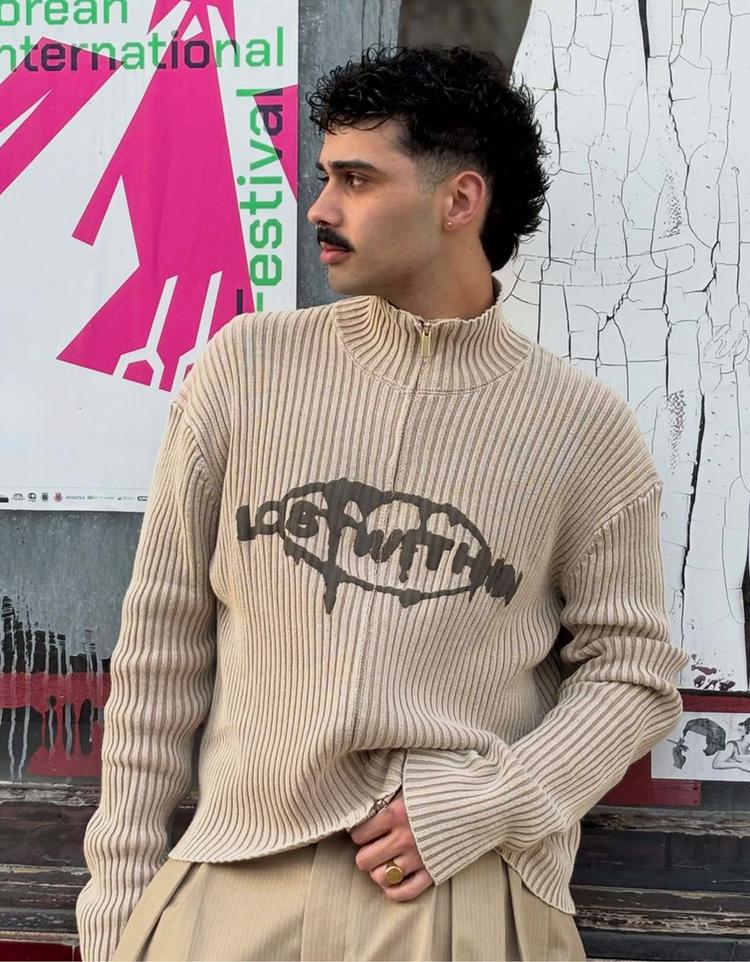 Fermuarlı desenli ceket