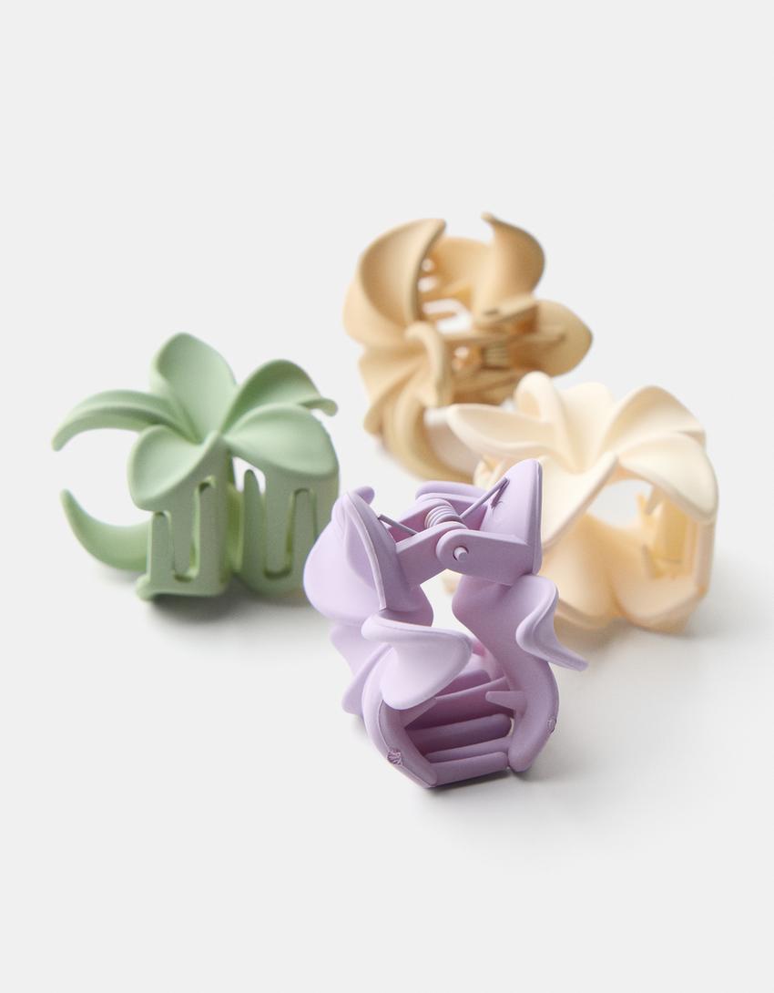 Lot 4 barrettes mini-fleur-Violet-2