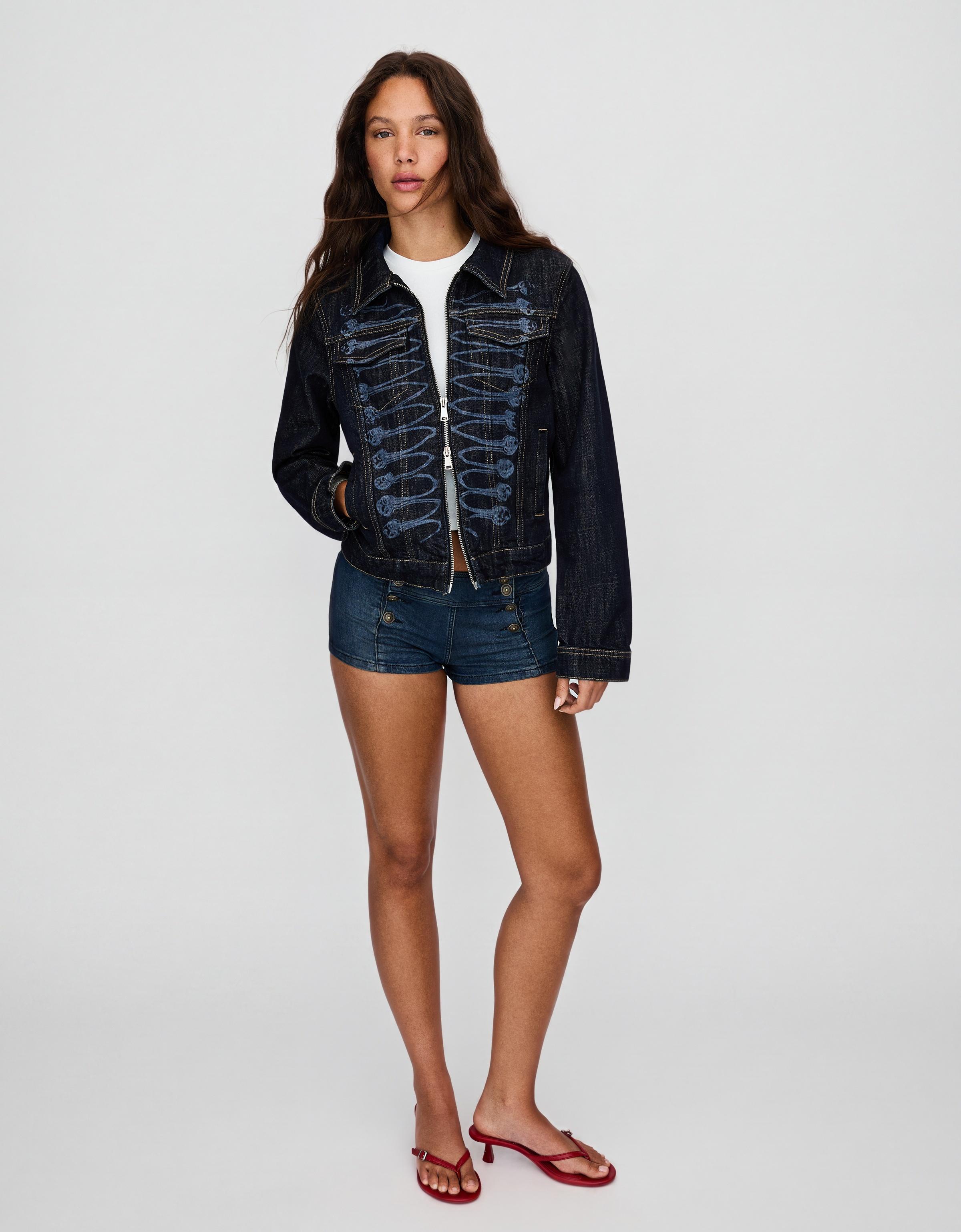 Zip-up denim trucker jacket