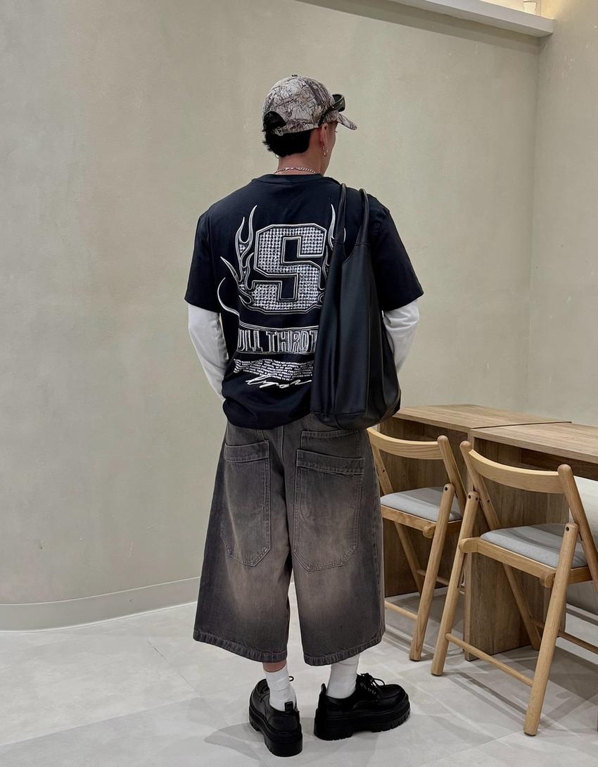 Short sleeve T-shirt with print-Black-0