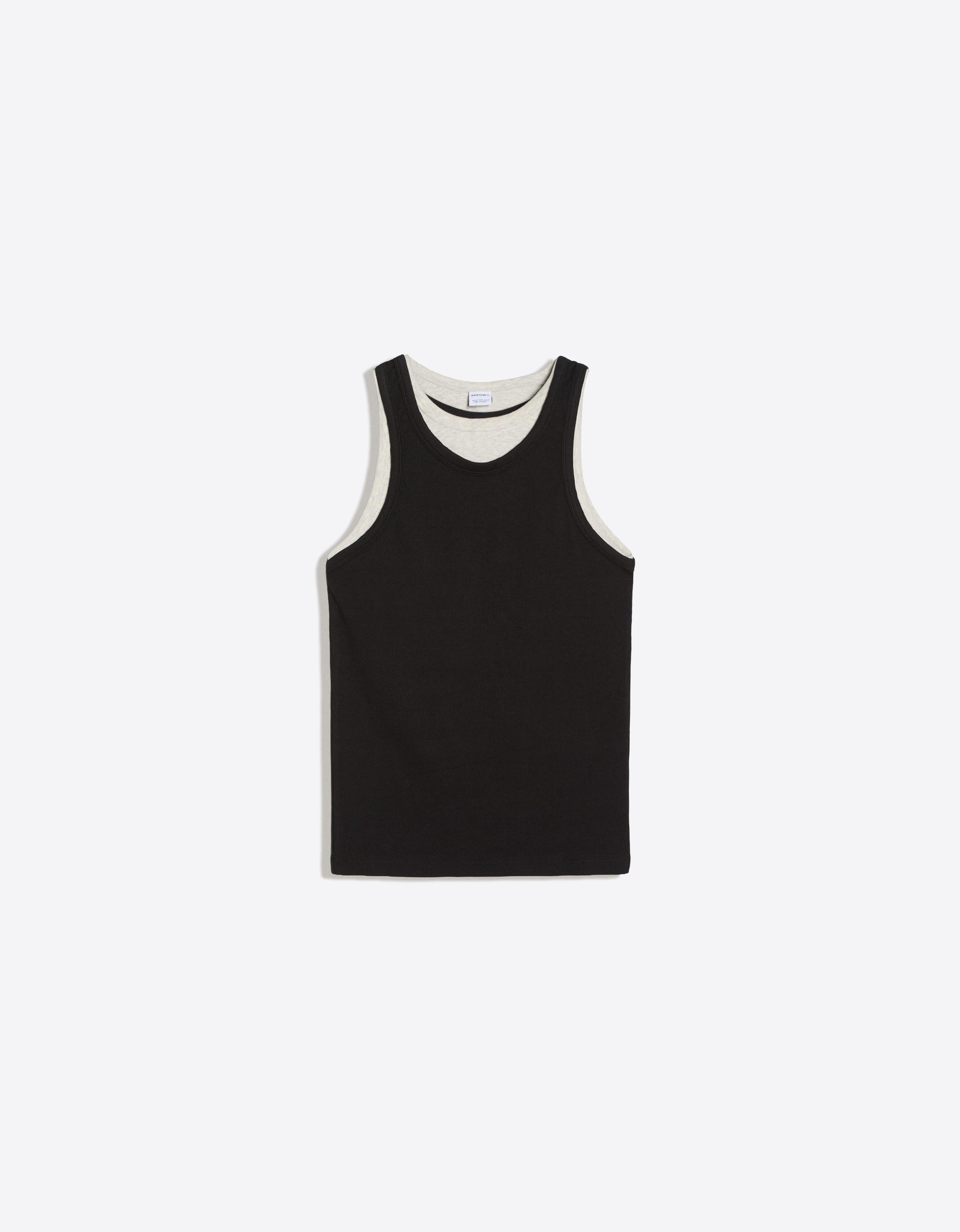Double strap vest top — Black