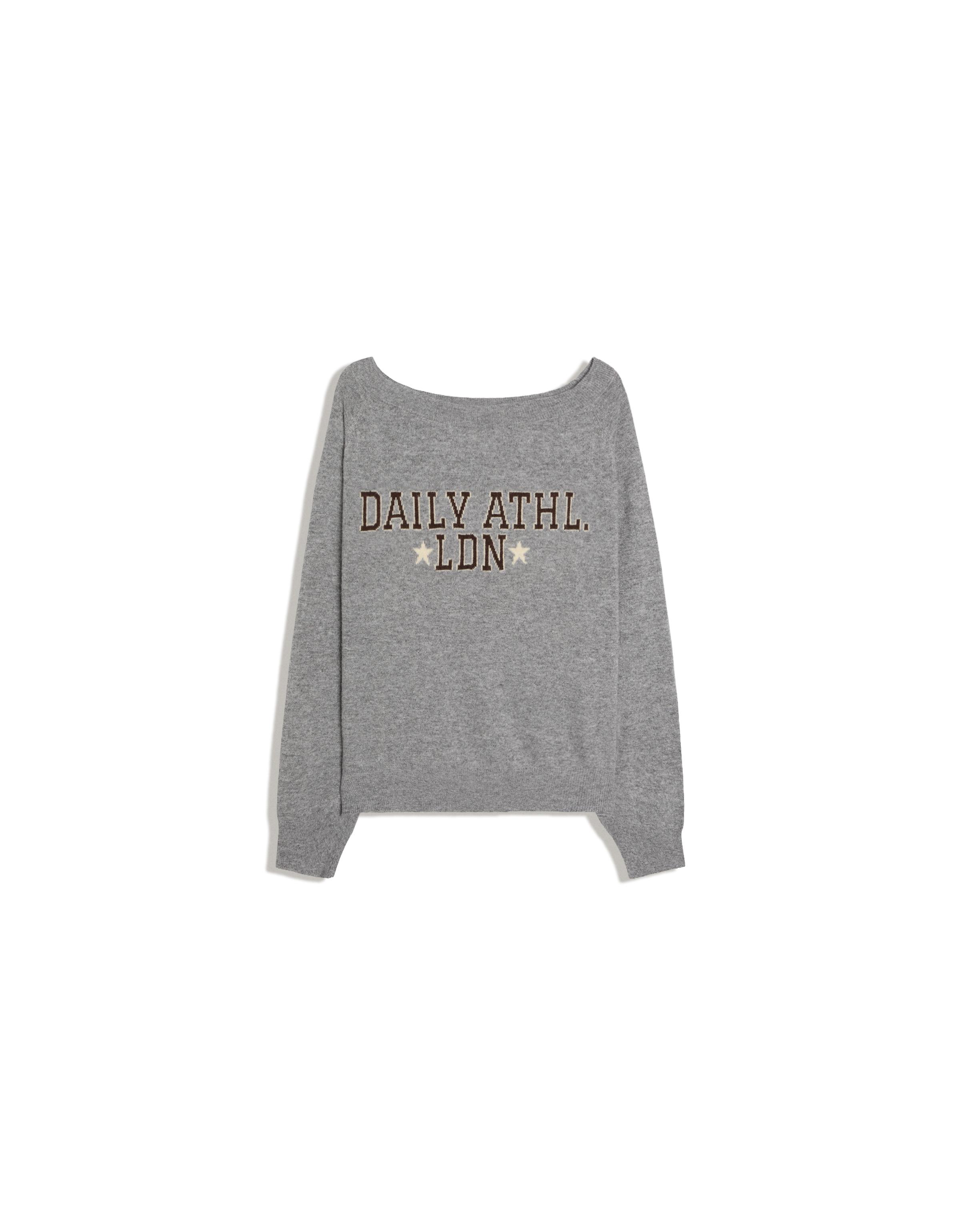 Graphic boat neck jumper — Grey