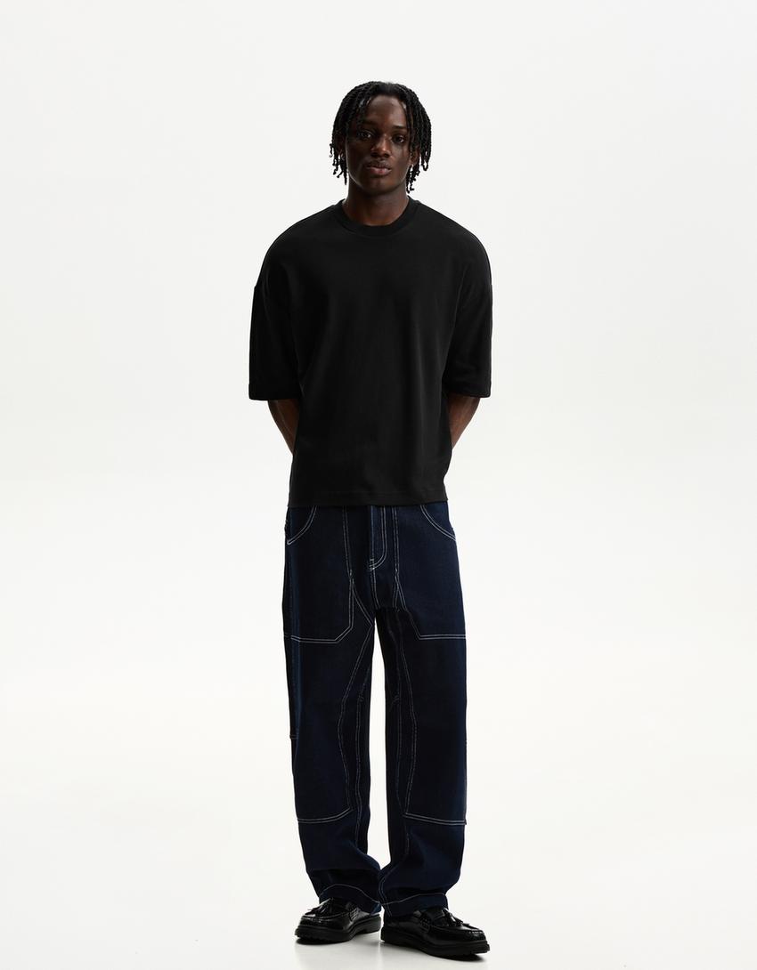 Boxy short sleeve T-shirt-Black