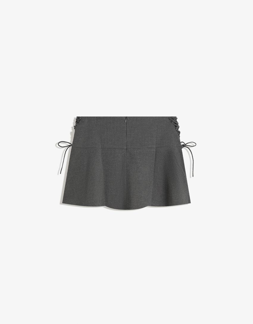 Falda mini tailoring lazos-Gris-4