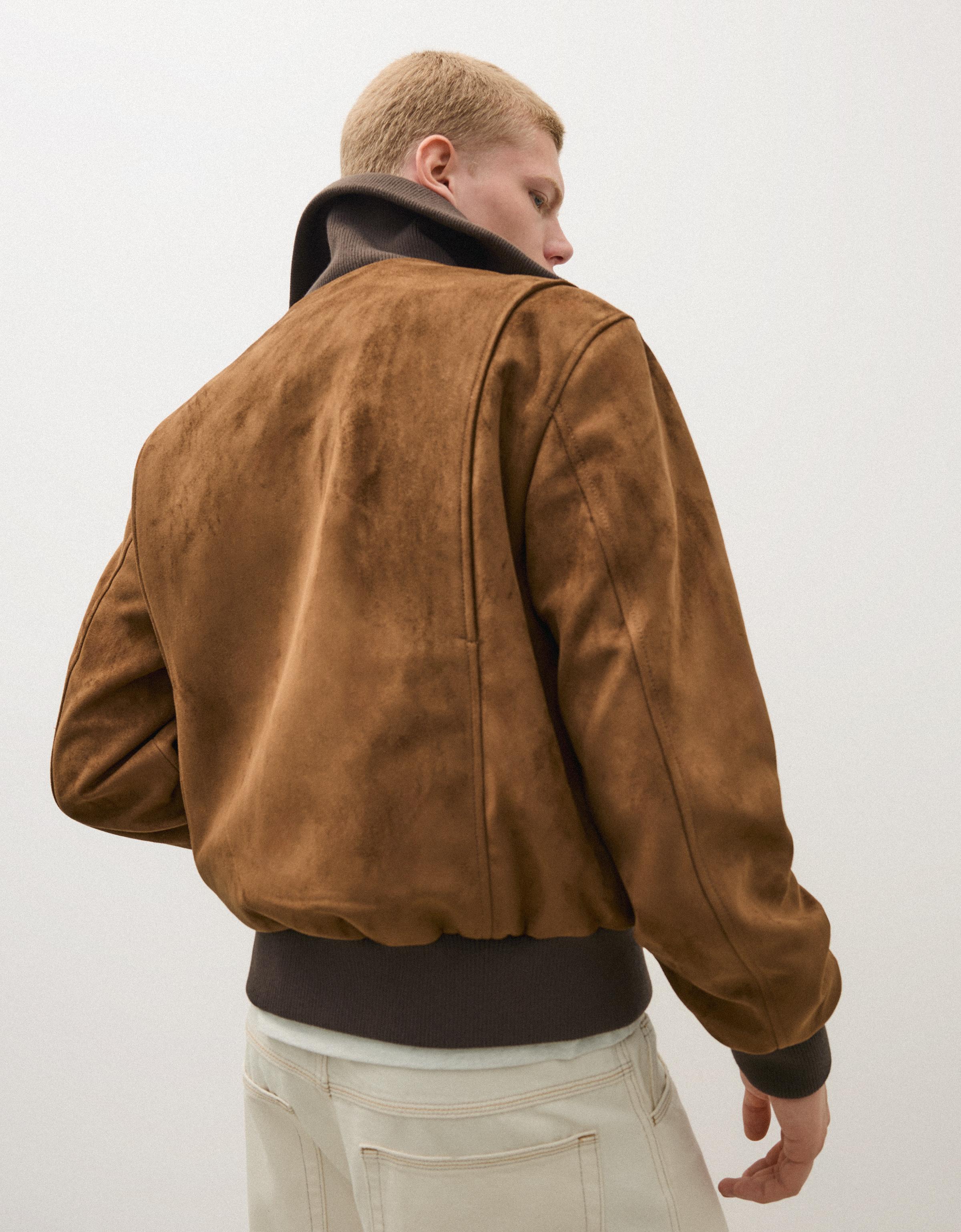 Retro faux suede jacket — Brown