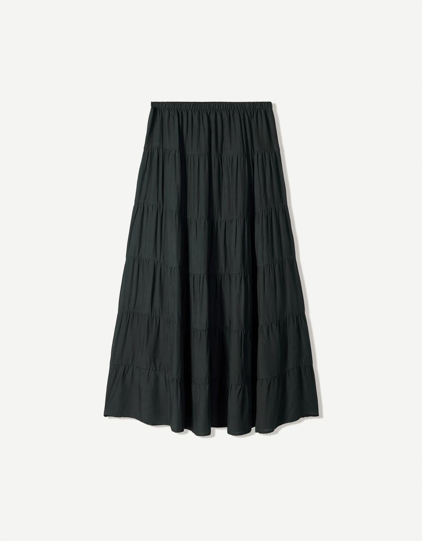Rustieke halflange rok-Zwart