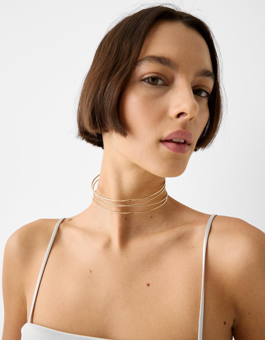 Interwoven choker necklace-Gold