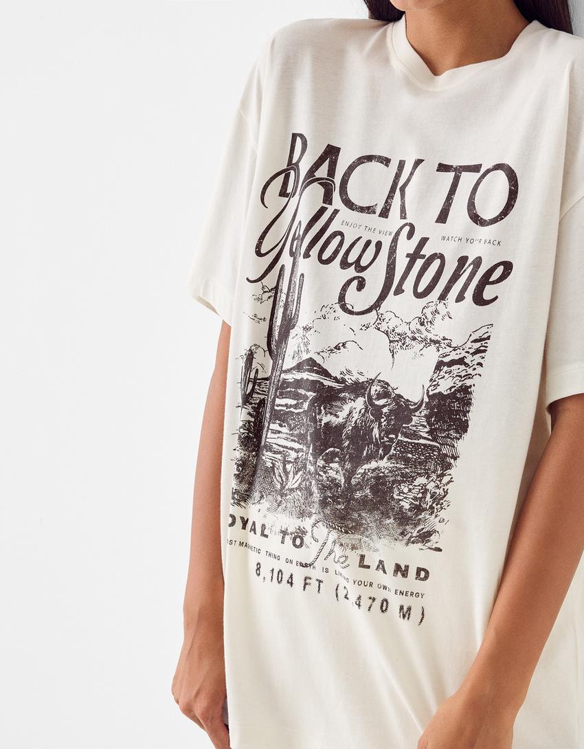 Short sleeve T-shirt with print-Off white-5