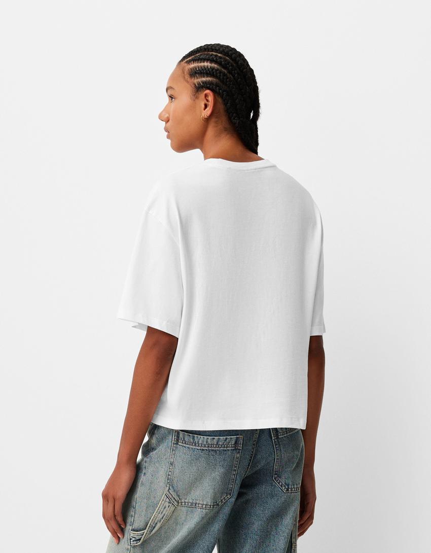 Guru short sleeve cropped T-shirt-White-2