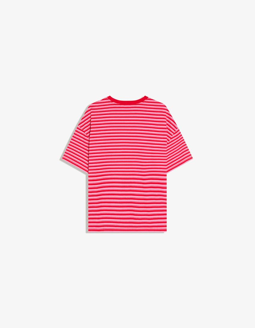 Boxy-Shirt mit Streifen-Rosa