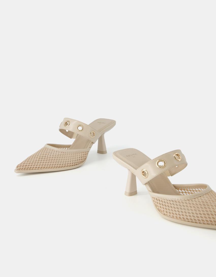 خف شبكي بكعب صغير-بيج-2