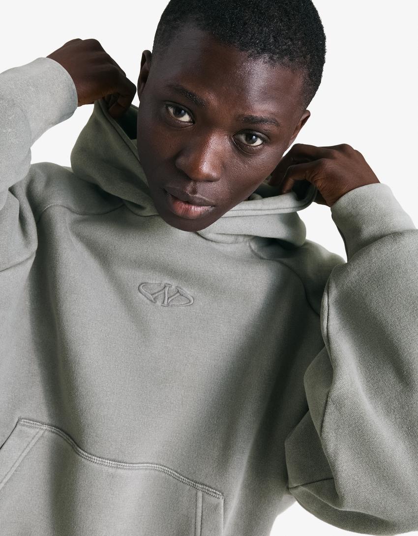 Sweatshirt boxy fit capuz-Cinza