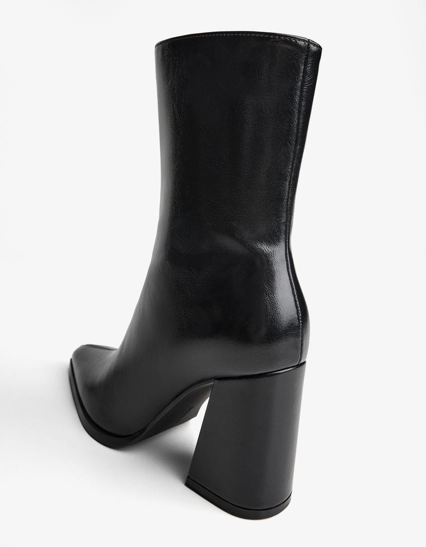 Bottines à talon large-Noir