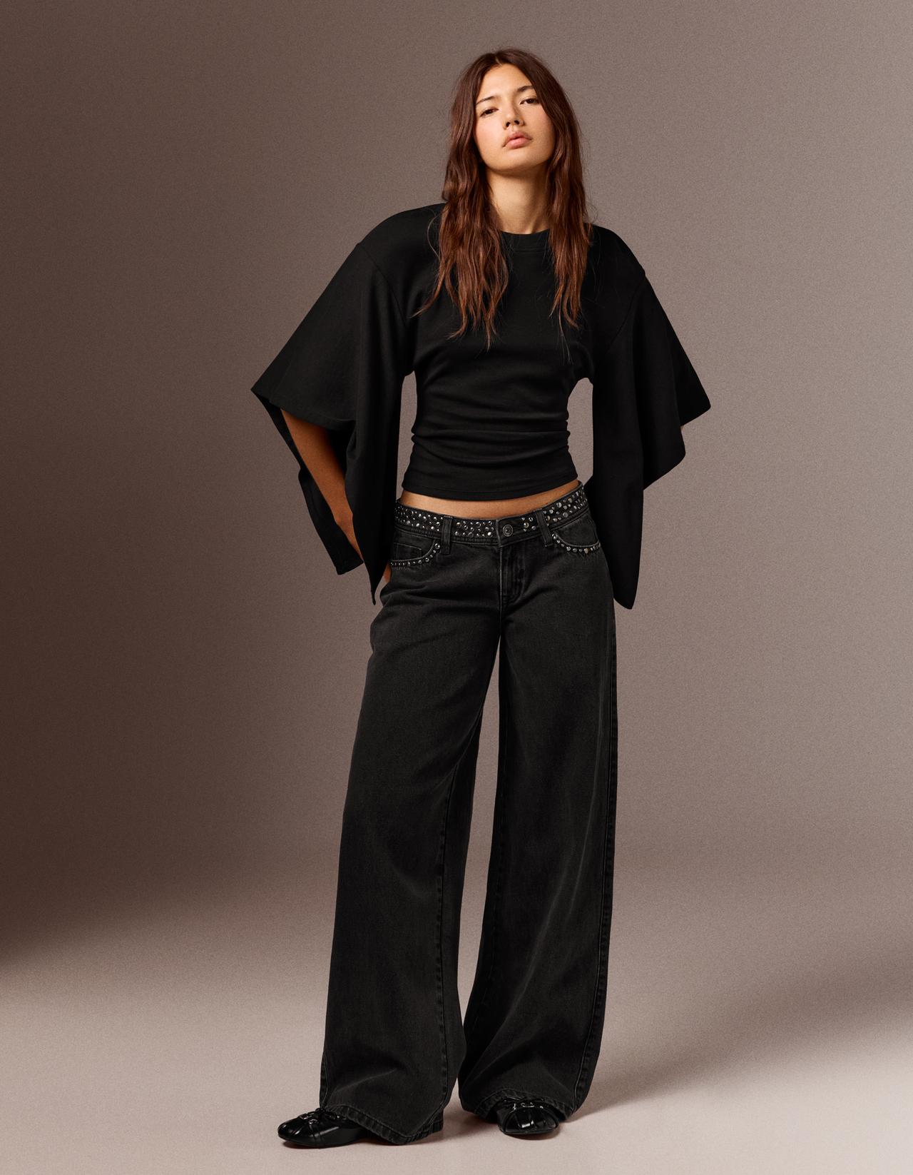 Straight-leg studded trousers — Grey
