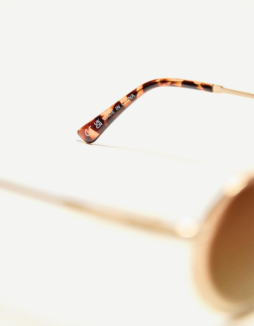 Lunettes de soleil métallisées-Beige