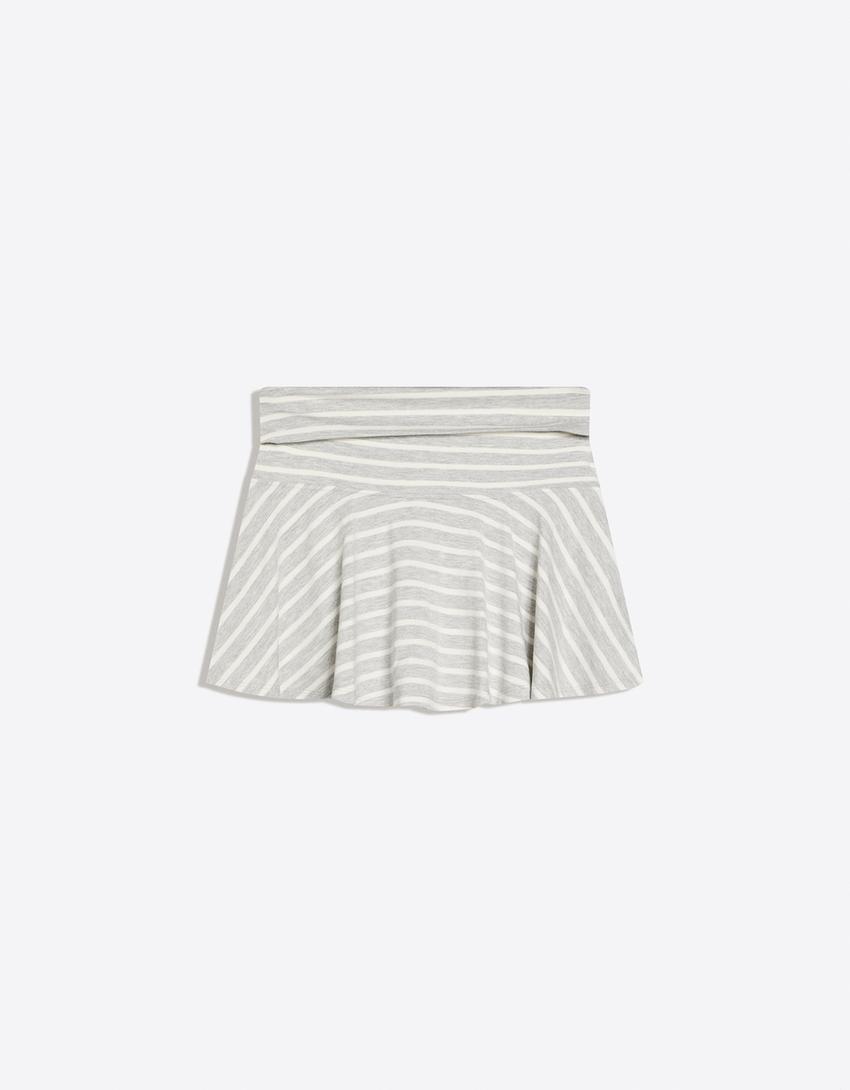 Mini skirt with double-layered waist-Off white