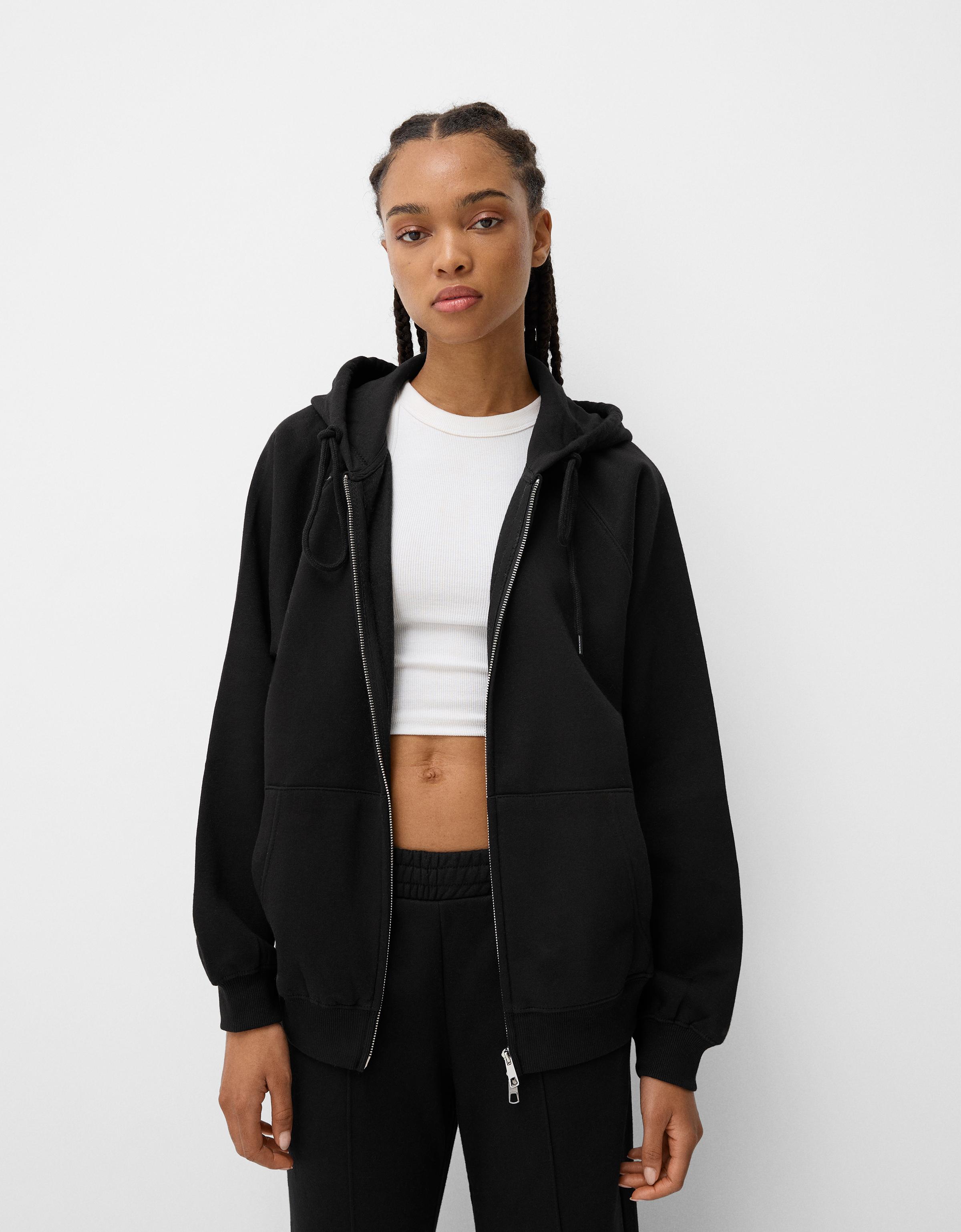 Bershka Hoodie Mit Reißverschluss Damen Xs Schwarz