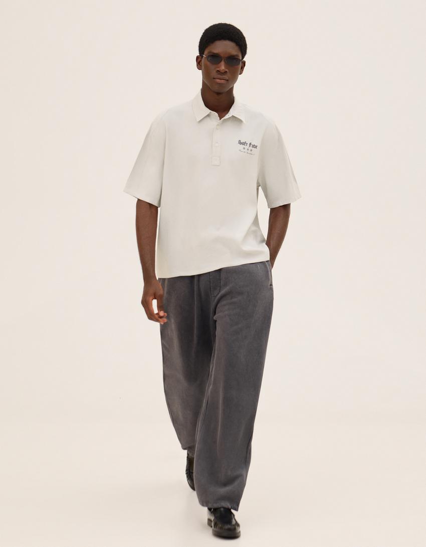 Polo manches courtes brodé-Gris