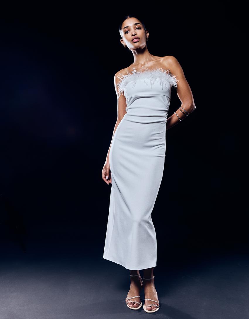 Sandali con tacco e fascette con strass-Beige-1