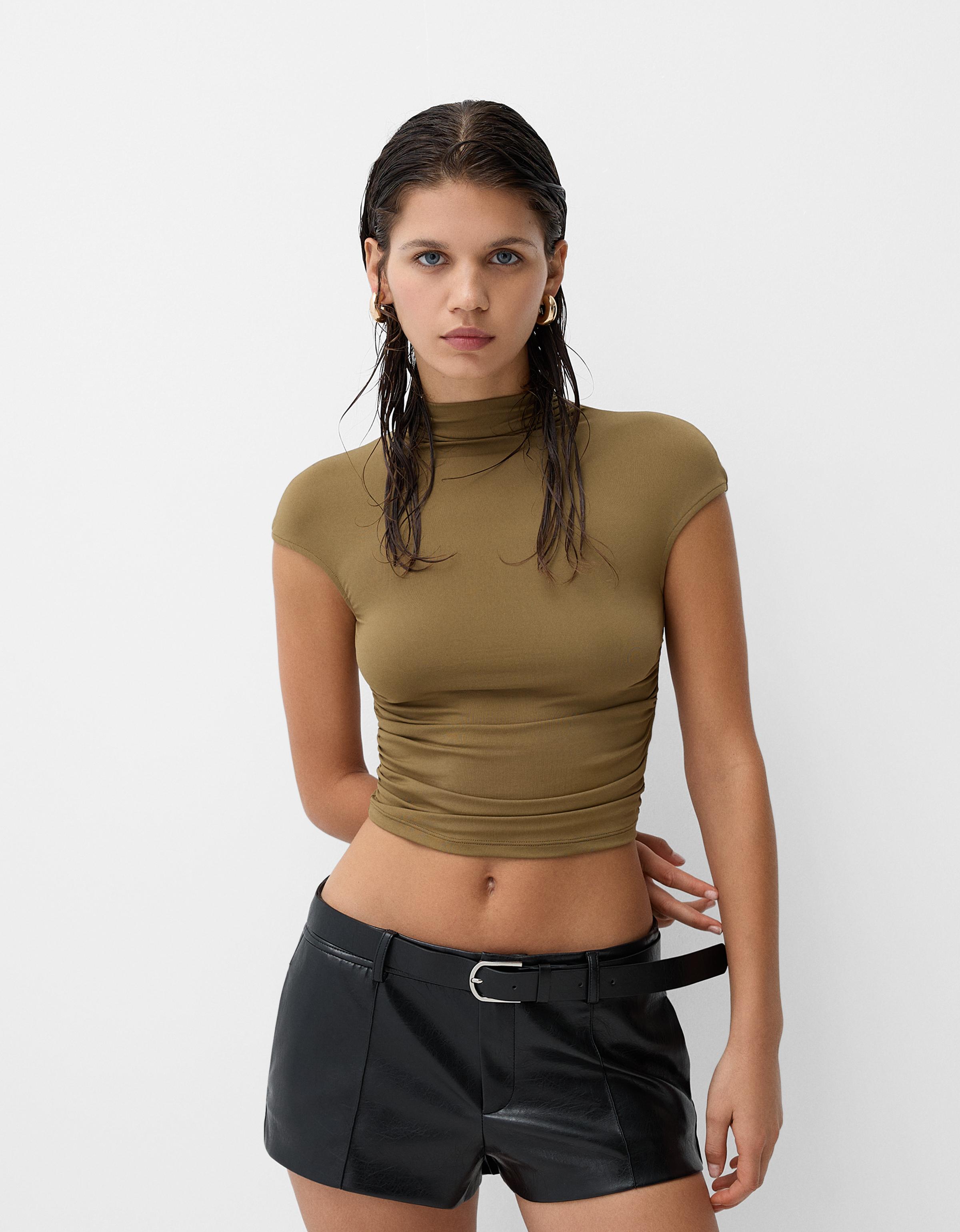 Bershka Ärmelloses Top Mit Rollkragen Damen Xs Khaki