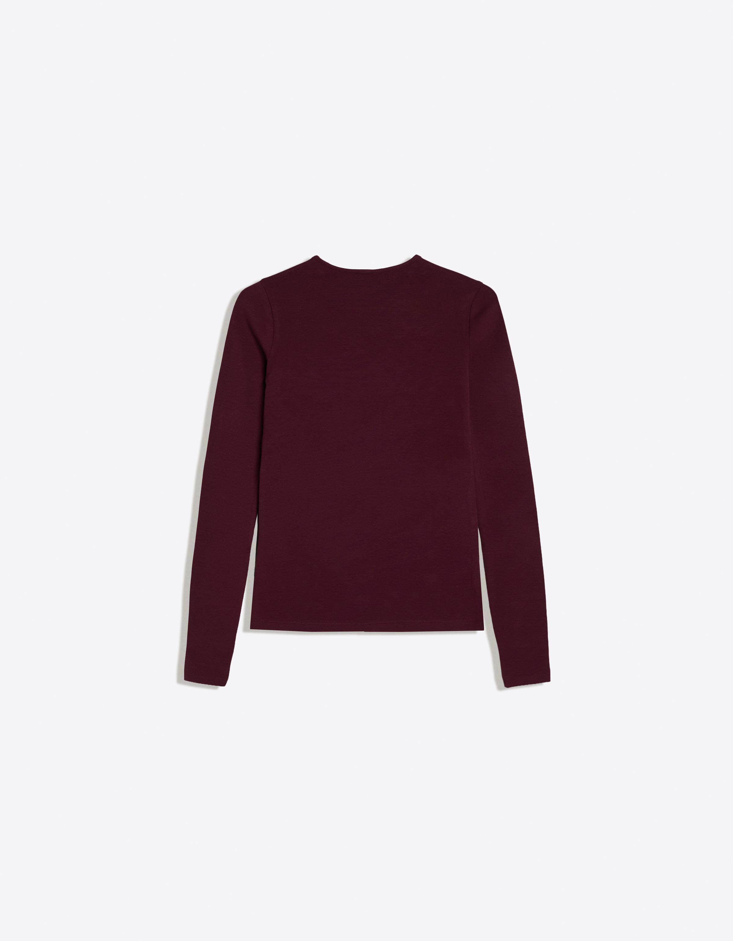 Round neck long-sleeve T-shirt — Burgundy