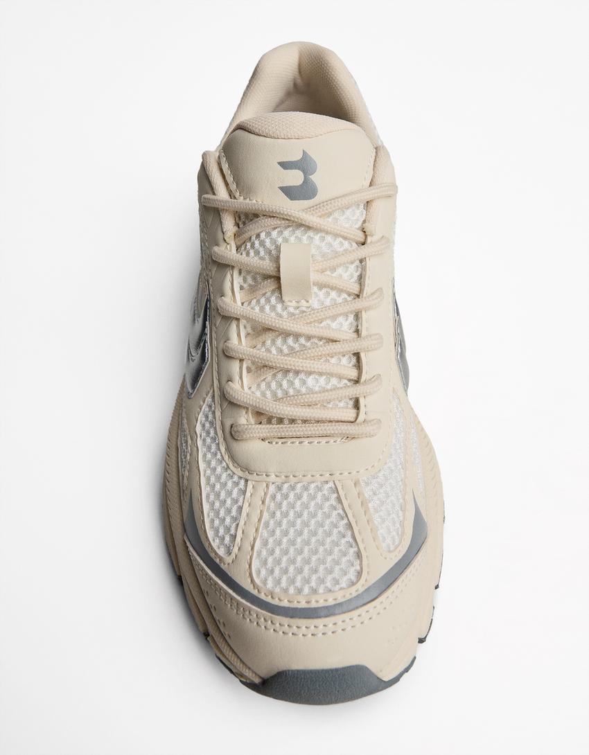 Buty sportowe z łączonych materiałów-Biały-2