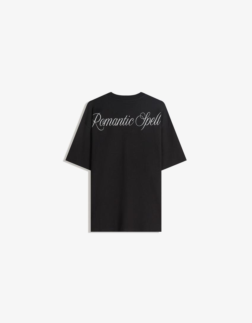 Cupid and Psyche short sleeve print T-shirt-Black