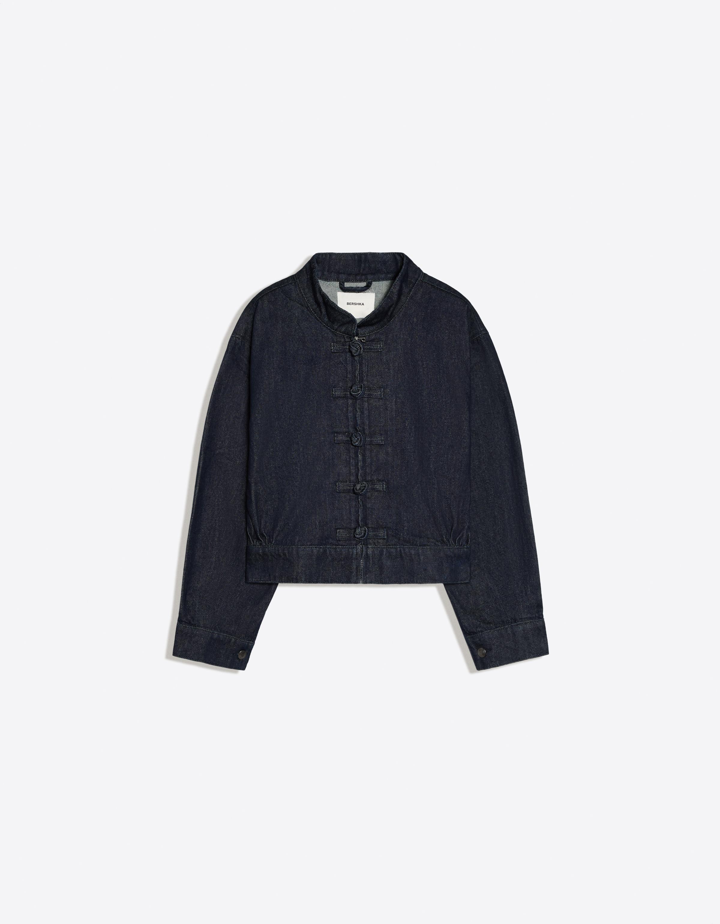 Denim jacket with clasps — Navy