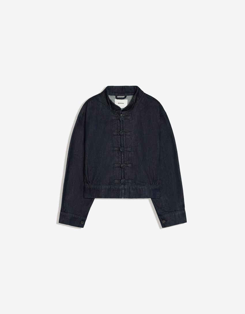 Jeansjacke mit Knebelknöpfen-Marinenblau