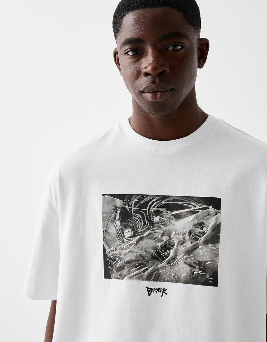 Berserk print short sleeve boxy fit T-shirt-White-2