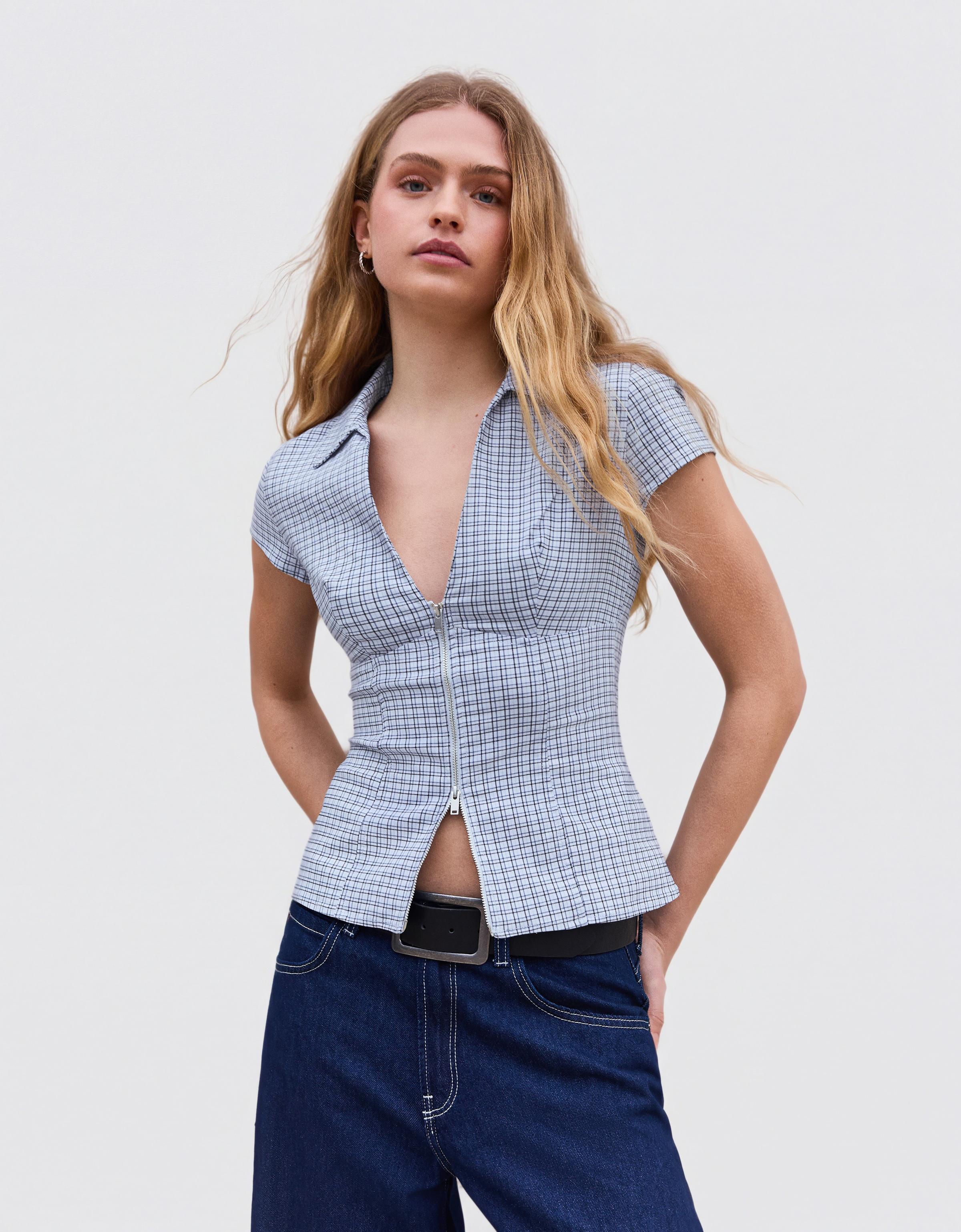 Kısa kollu fermuarlı gömlek - Görsel 21