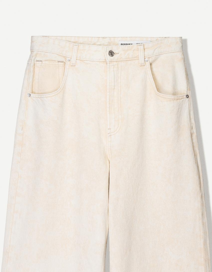 Jeansy super baggy-Kremowy-2