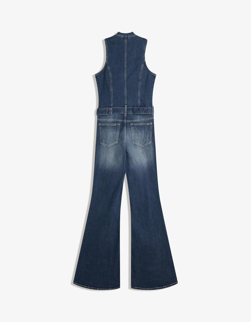 Mono denim flare-Azul