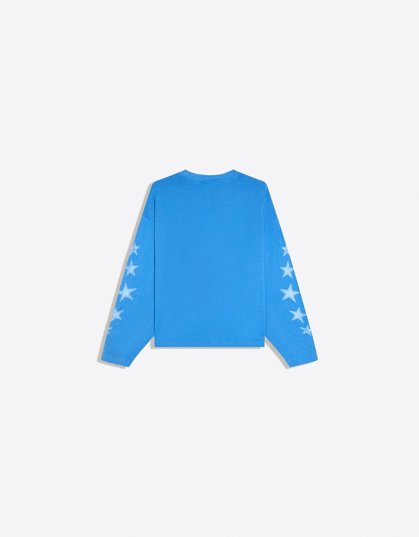 Long sleeve print T-shirt-Blue