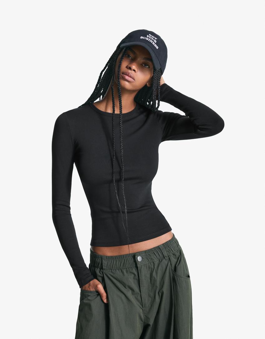 Long sleeve top-Black