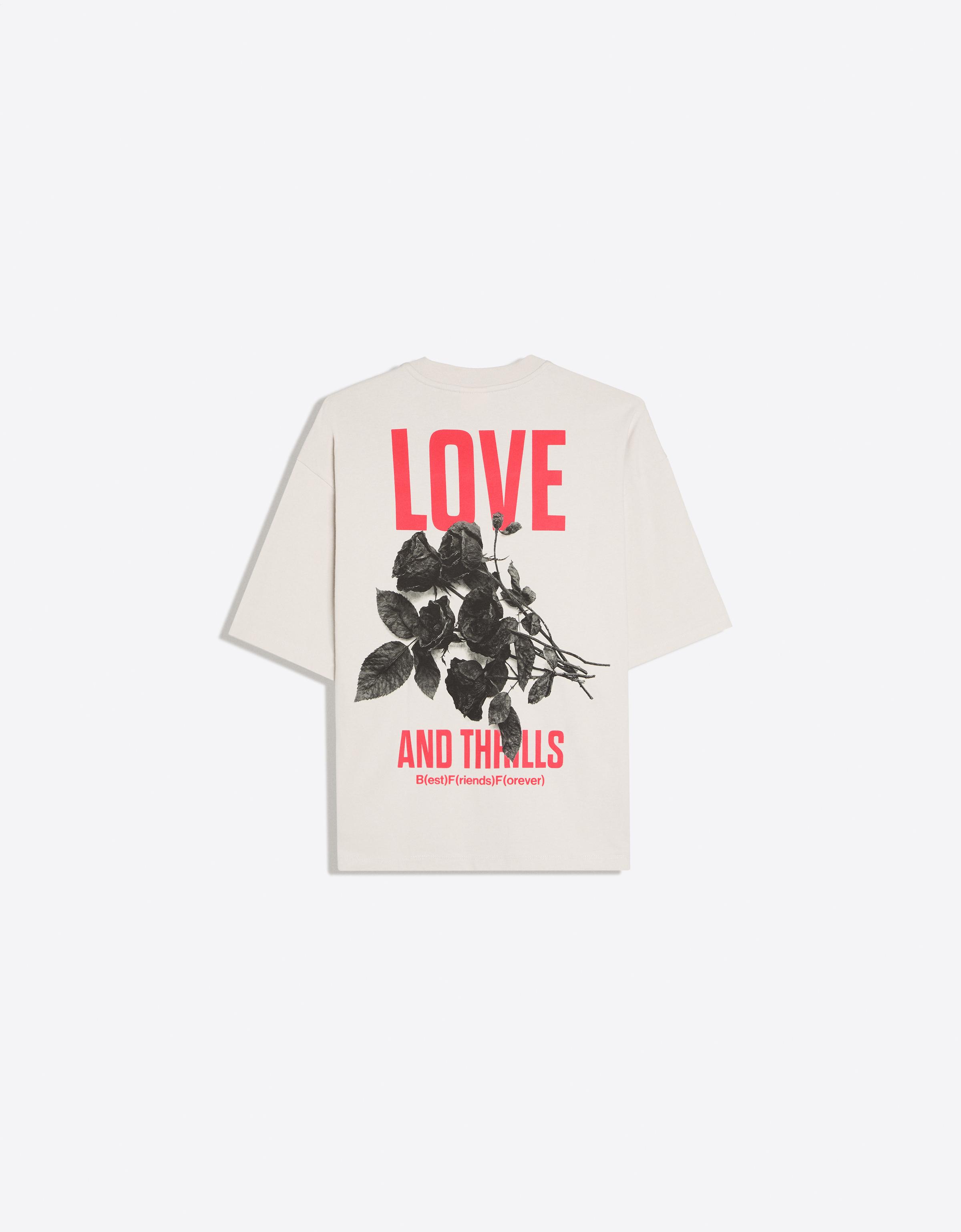 Short sleeve boxy print T-shirt — Grey
