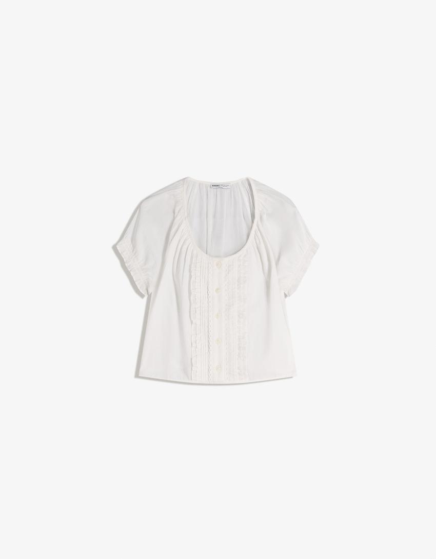 Blusa manga corta-Blanco