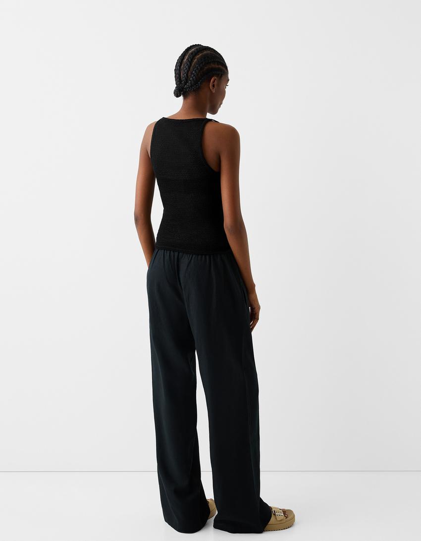 Strappy rustic top-Black-1