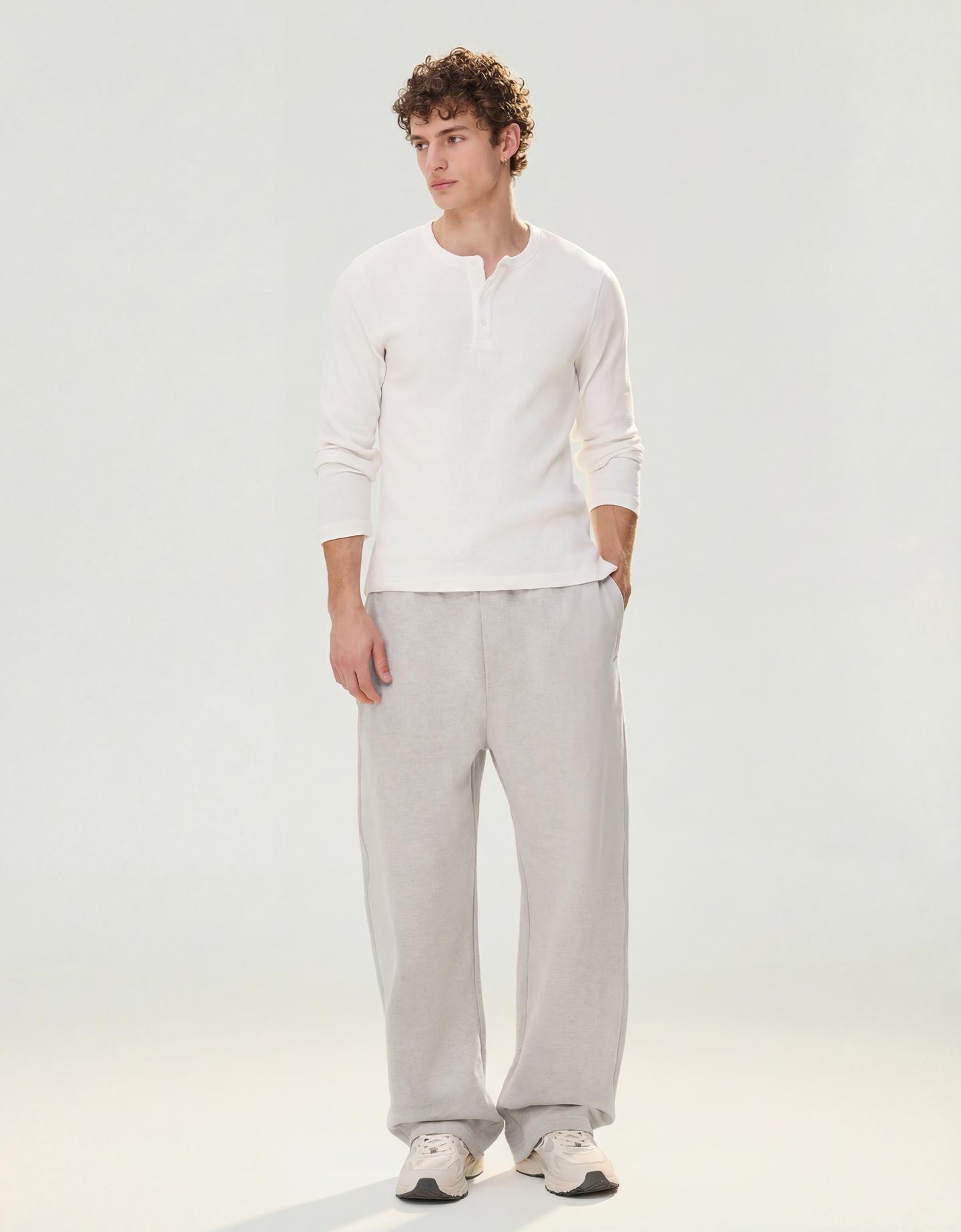 Bershka spodnie wide leg z dzianiny interlock szary