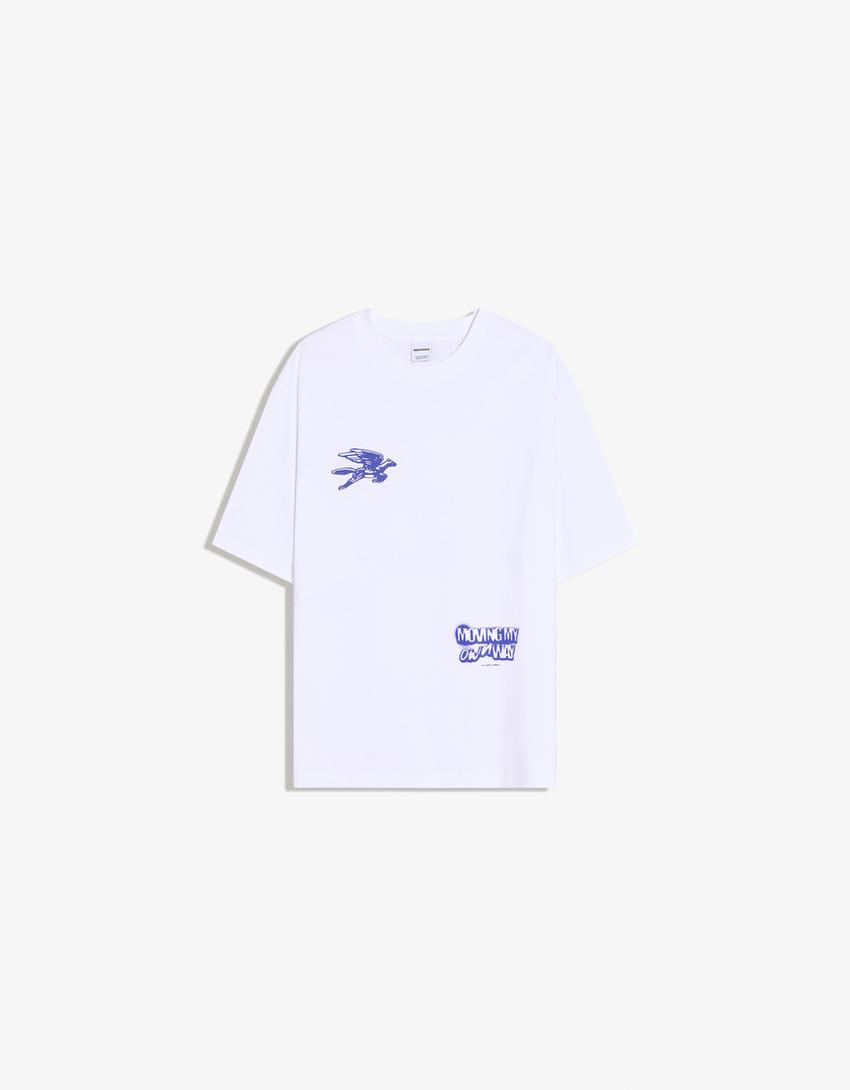 T-Shirt mit Print-Weiss