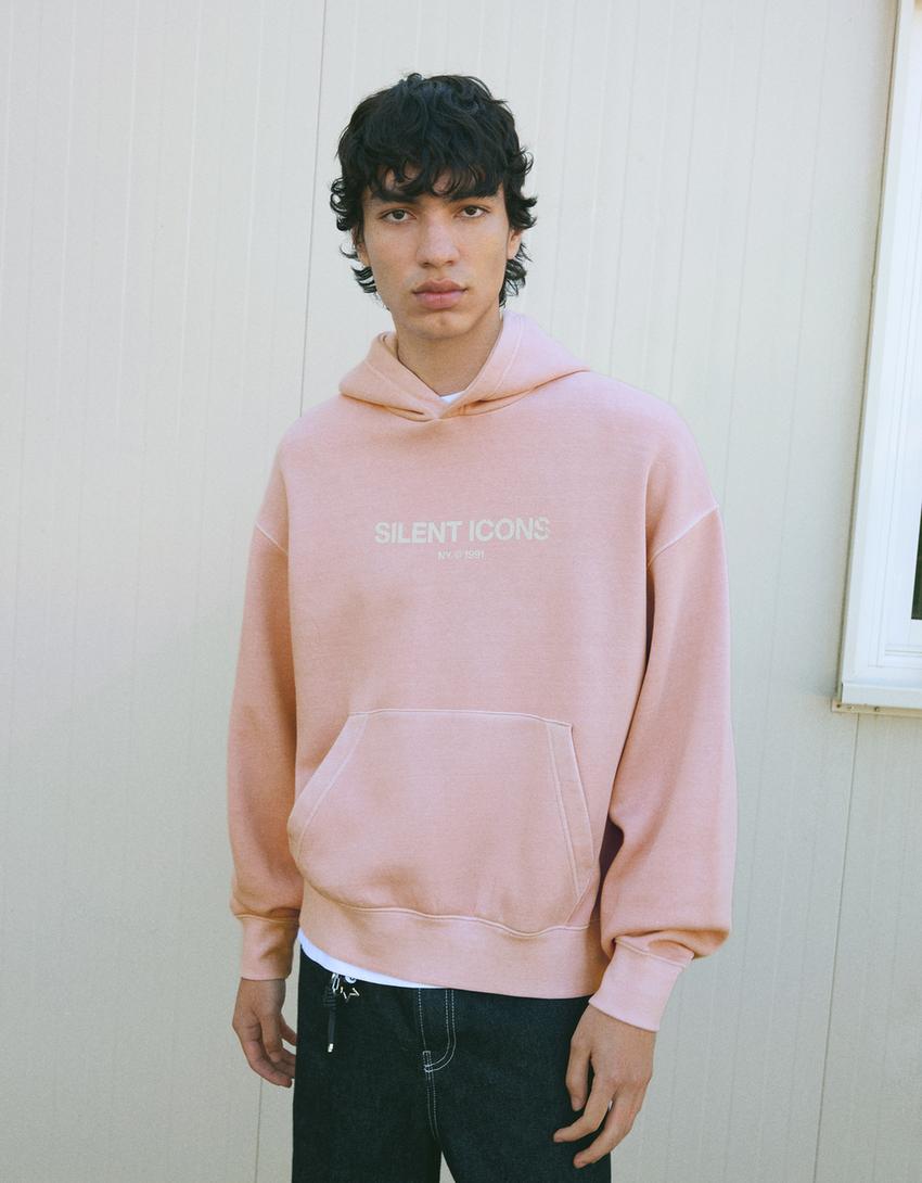 Sweat à capuche imprimé-Rose