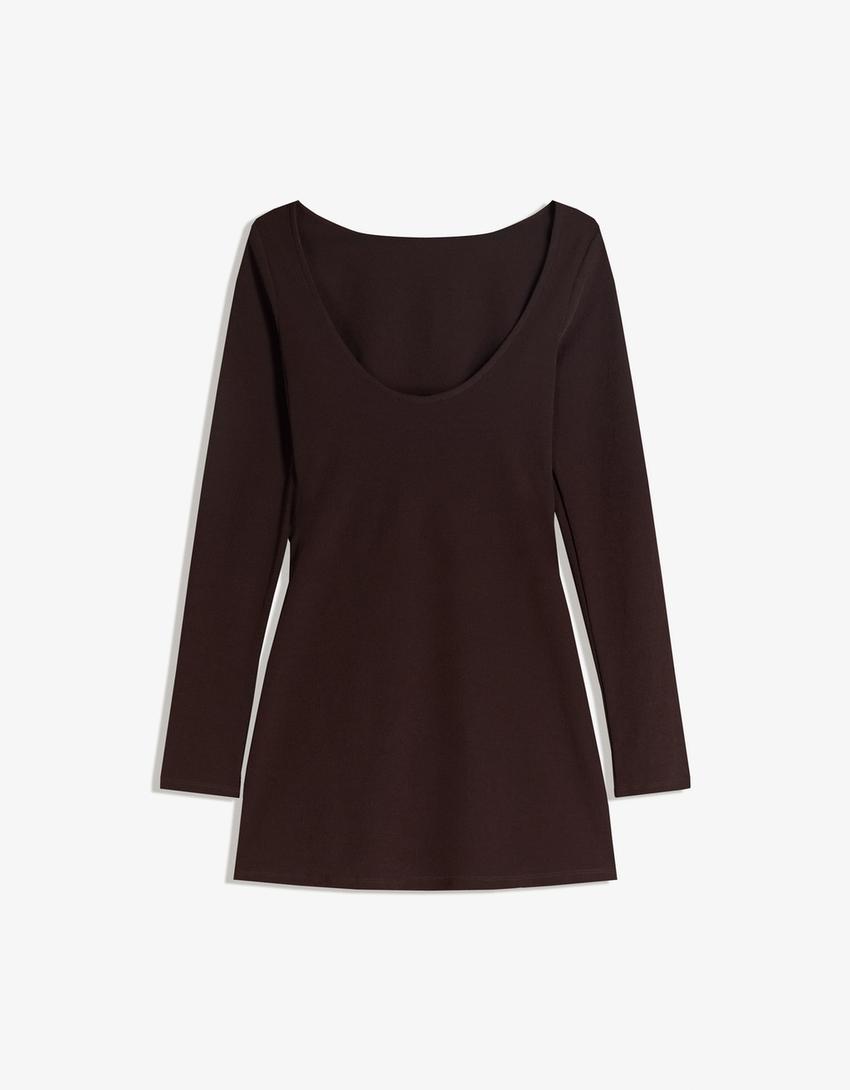 Mini-robe ceinture-Marron