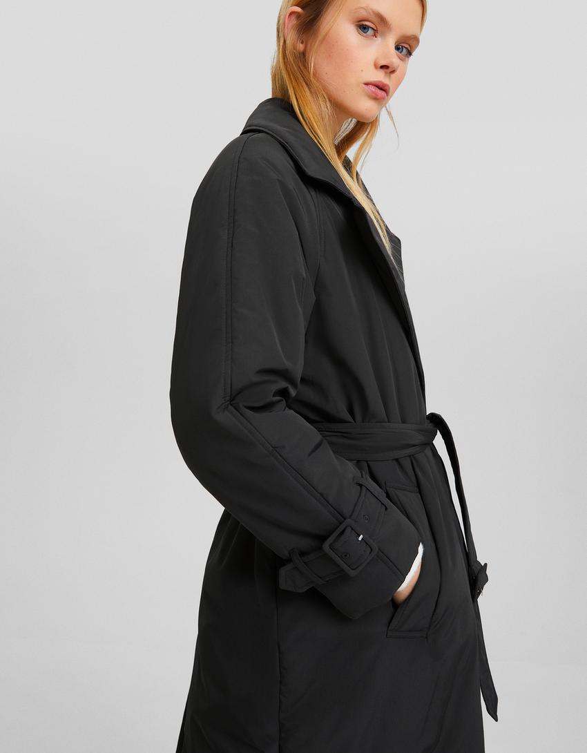Sobretudo trench oversize acolchoado-Cinzento-escuro-3