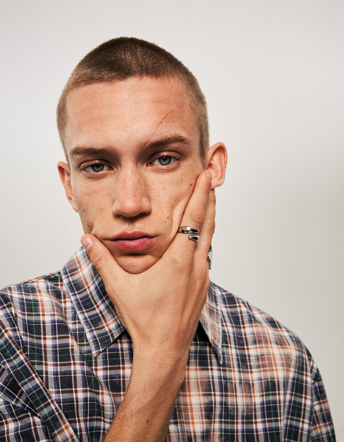 Oversize check short sleeve shirt