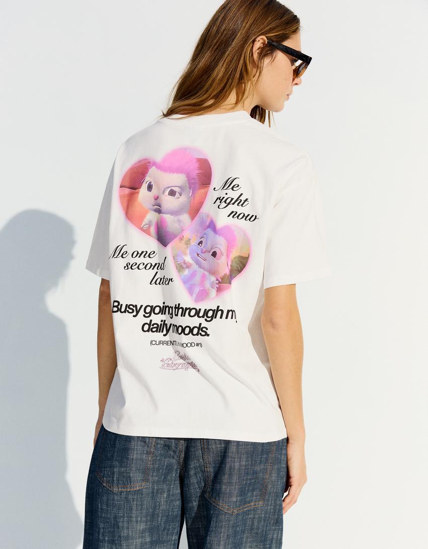 BARBIE print short sleeve T-shirt-Off white