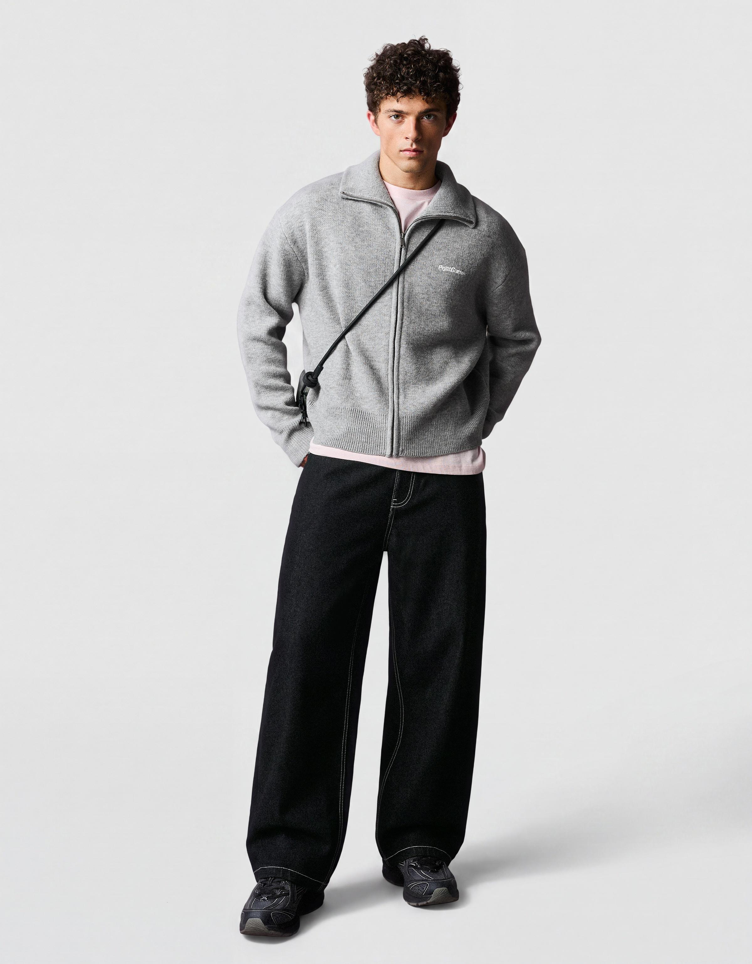 Boxy knit zip jacket — Grey