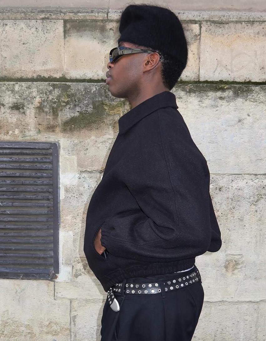 Veste en tissu trucker-Noir